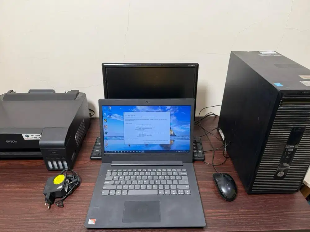 1 Paket Laptop lenovo 81H4 PC HP Pro desk 400 G2 printer Epson L1110