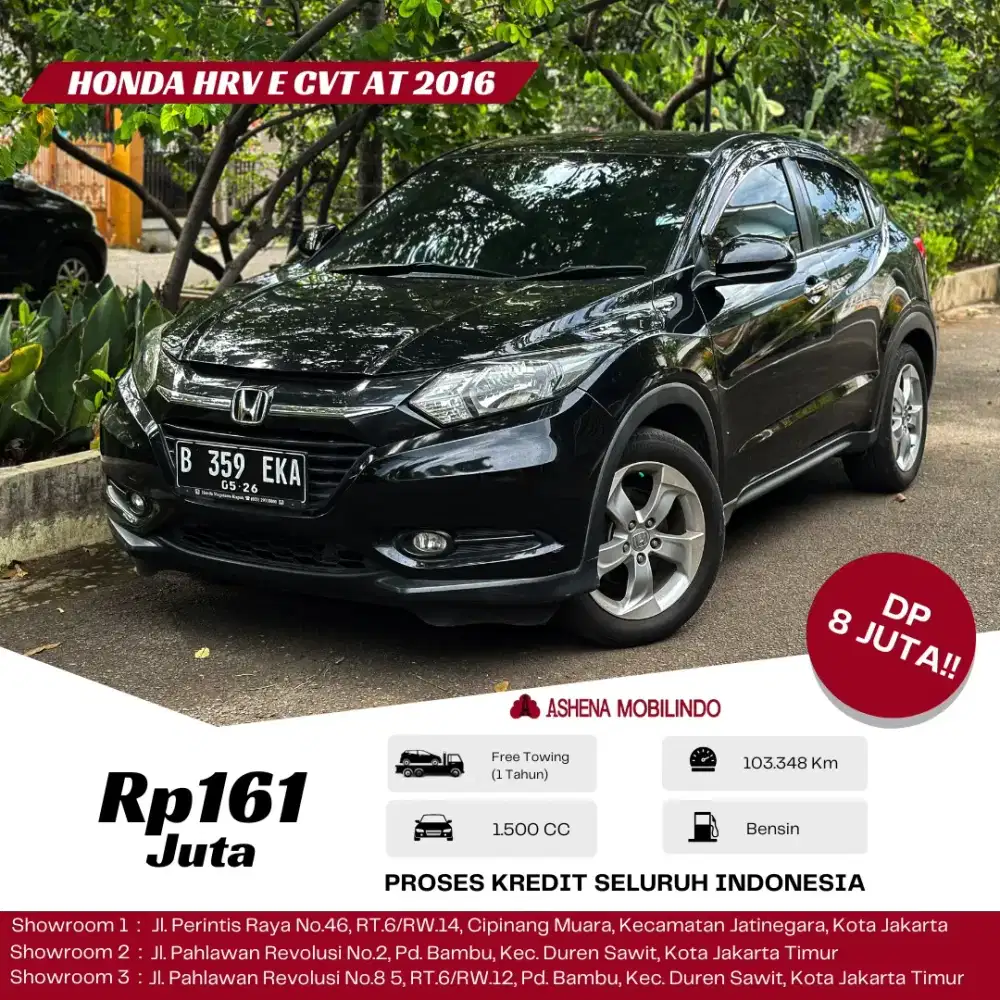 HRV E CVT 2016 Hitam DP 8jt Cash Atau Kredit Terbaik SeOLX!