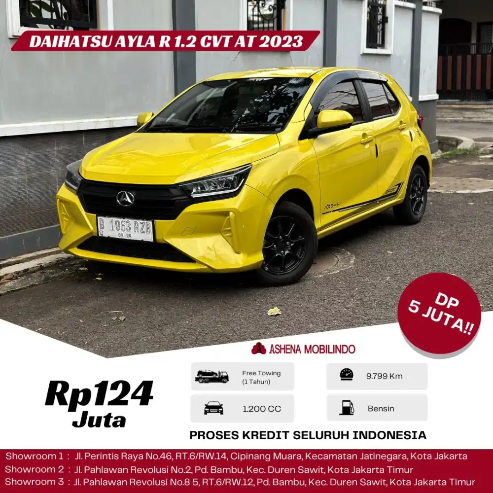 Ayla R 1.2 CVT 2023 Kuning Dp 5jt Cash Atau Kredit Terbaik SeOLX!