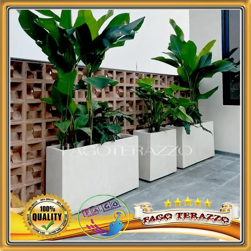 Pot Teraso Panjang Terazzo Handmade (100 x 30 x 70 cm)