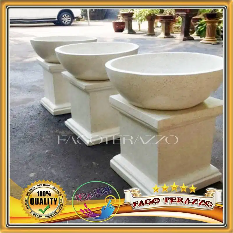 Pot Bonsai Teraso Mewah | Pot Tanaman Bonsai Terazzo 50cm x 50cm denga