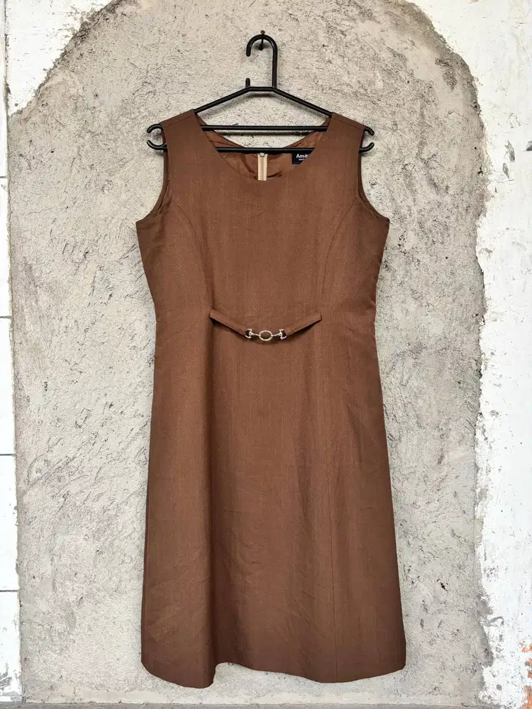 Dress Vintage | Dress Midi Linen Tanpa Lengan | Sleeve Dress