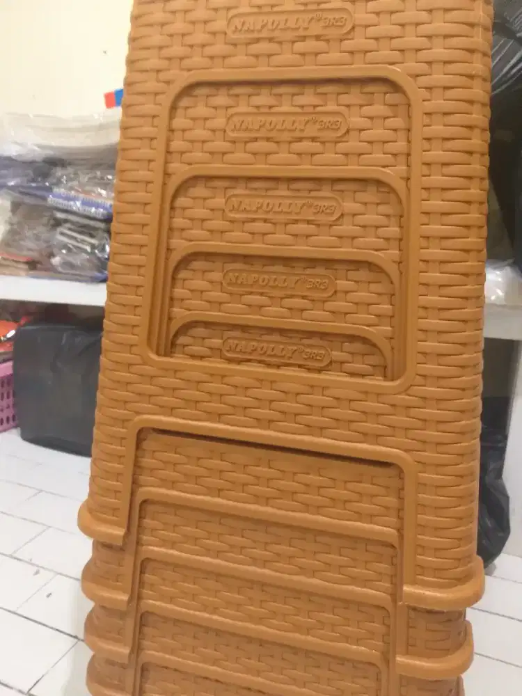 Kursi Plastik Napolly 3R3 Motif Anyaman 6 pcs Kursi Baso Kuat & Kokoh