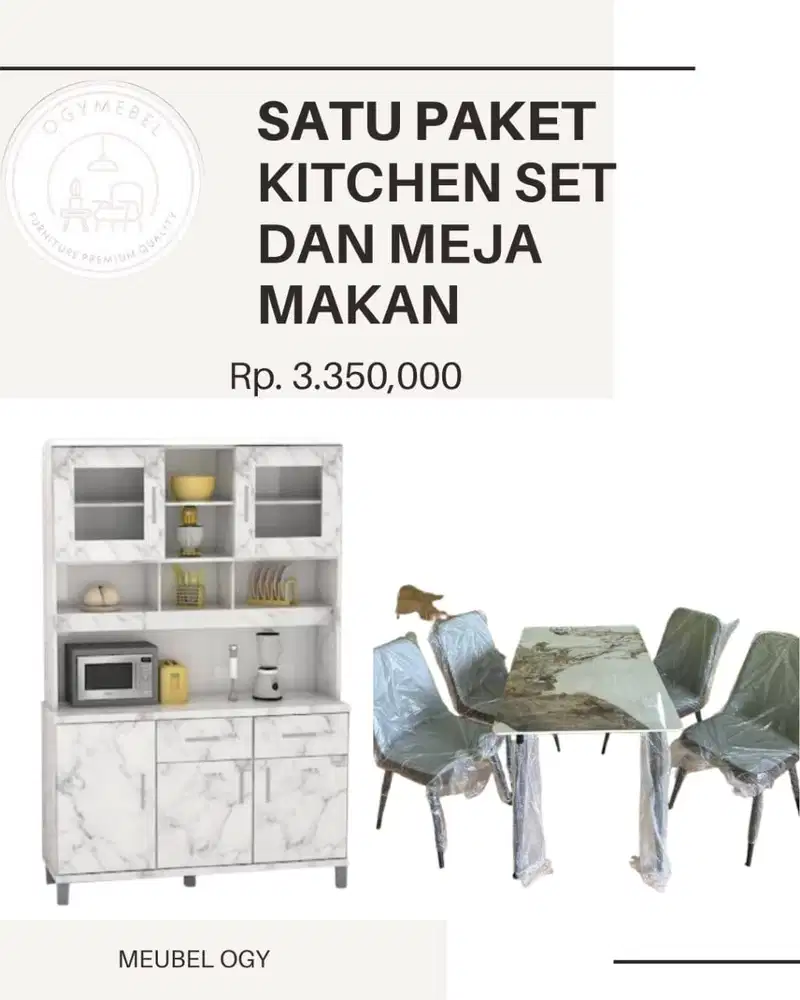 PROMO PAKET HEMAT MEJA MAKAN DAN KITCHEN SET DAPUR TERMURAH SALE
