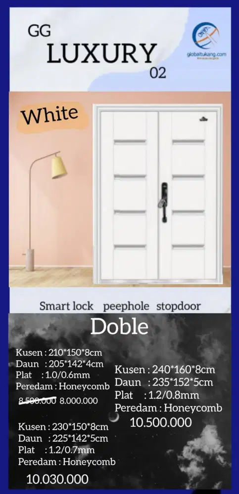 Jual pintu baja full set desain mewah kota Padang