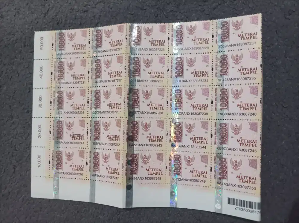 Materai 10000 baru dan asli