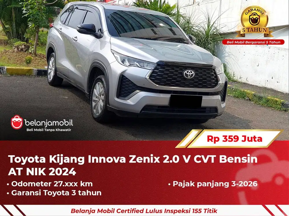 [ GARANSI 5TH ] Toyota Kijang Innova Zenix 2.0 V Bensin AT 2024/2025