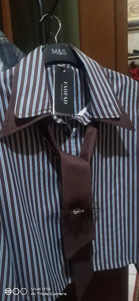 Kemeja garis2 coklat biru