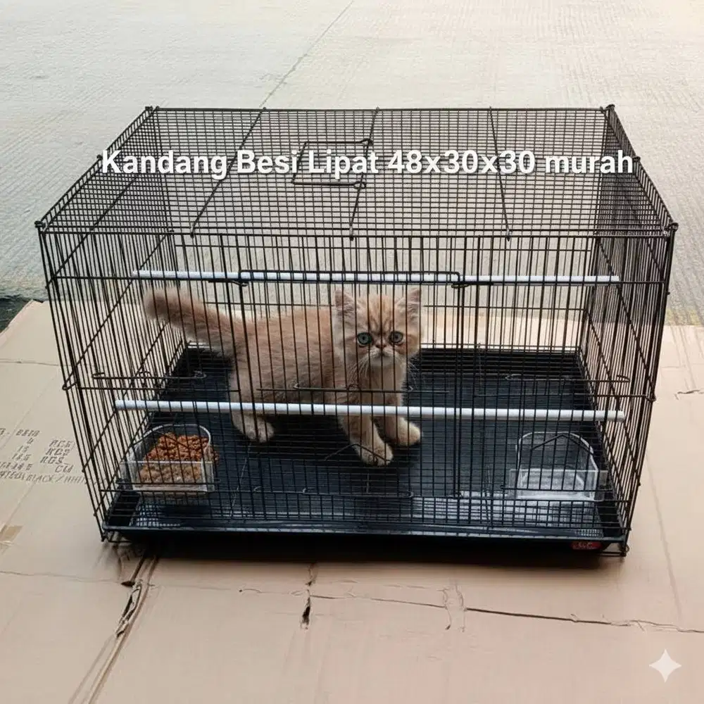 Kandang Besi Lipat 48x30x30 kandang hewan Kucing Kelinci  Anjing