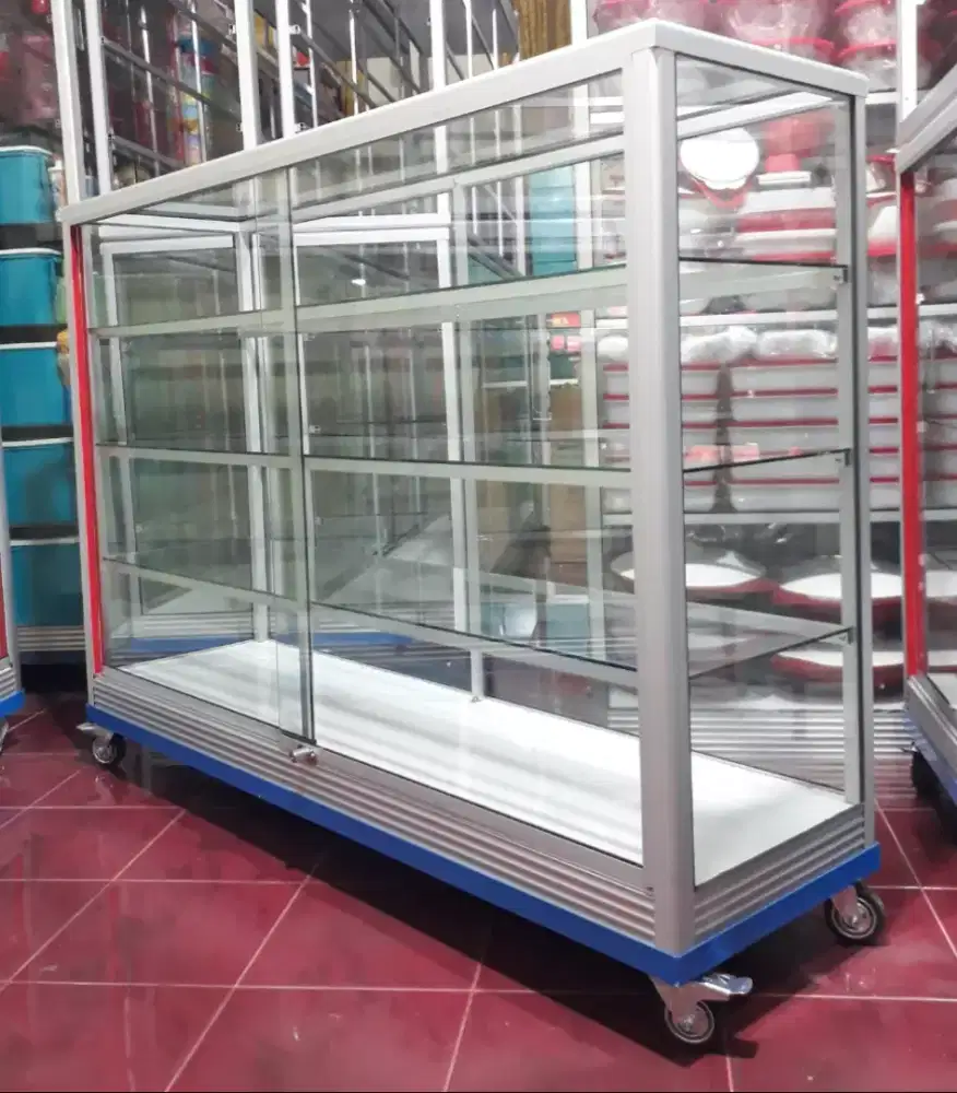 Etalase Pakai RODA BESAR & SIKU BESI Panjang 1,5M Buat Warung dll