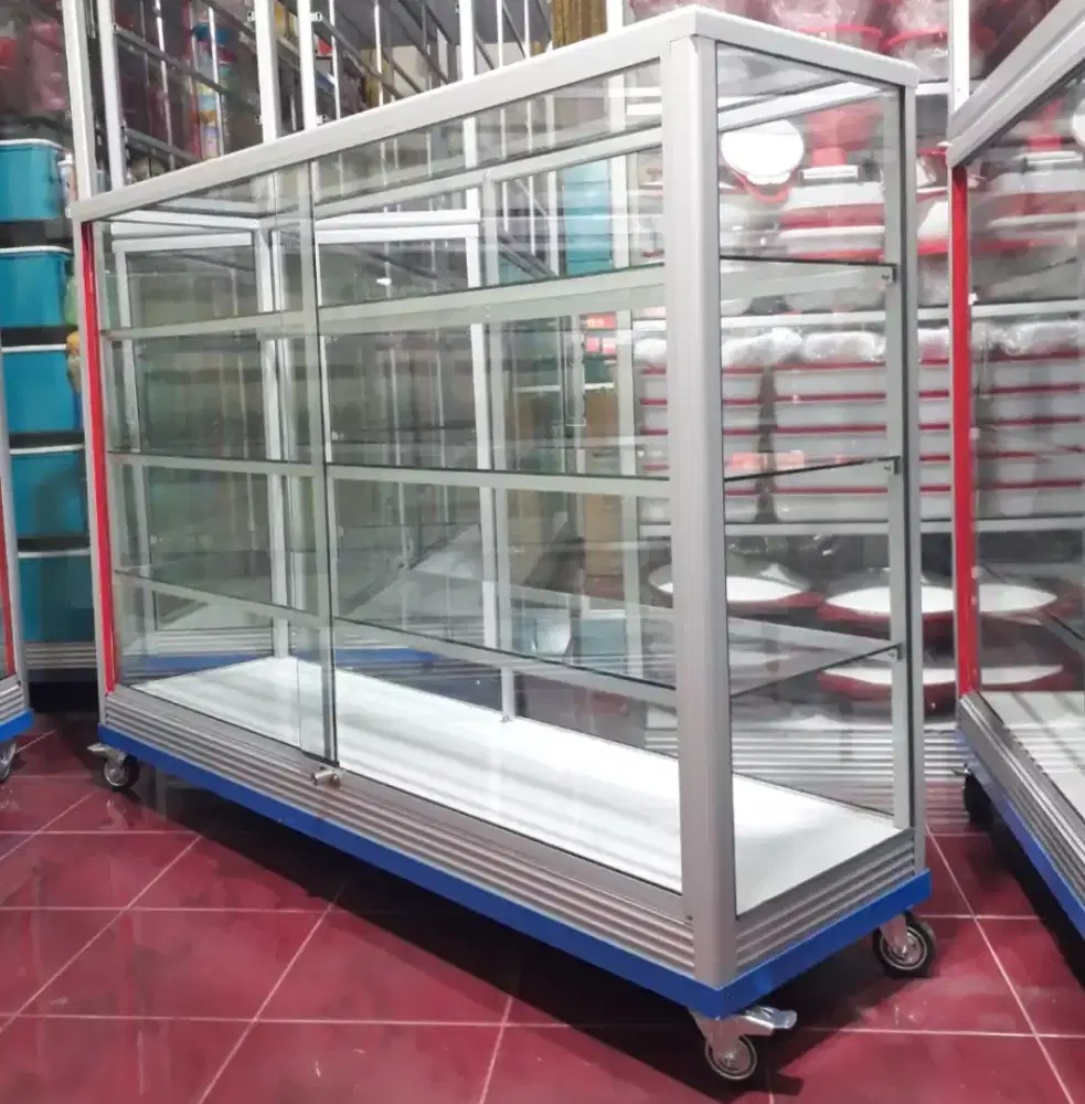 Etalase Kaca & Aluminium Panjang 1,5M Barang Siap Langsung Kirim
