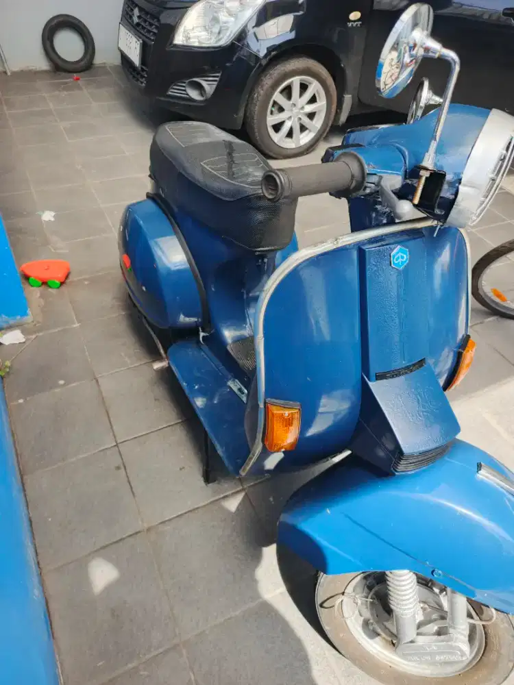 Vespa P150X  biru kamu bulat surat lengkap