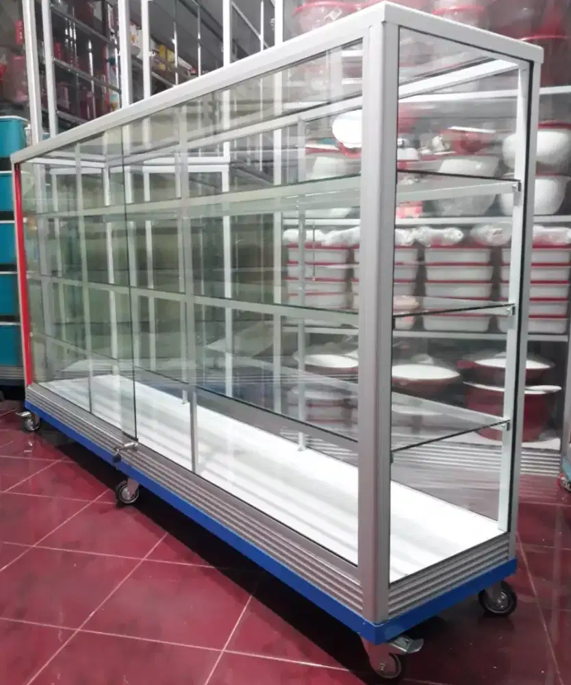 Etalase Pakai RODA BESAR & SIKU BESI Panjang 2M Untuk Usaha...