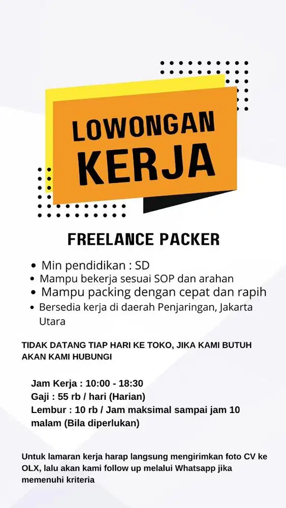 Freelance Packing Online Shop