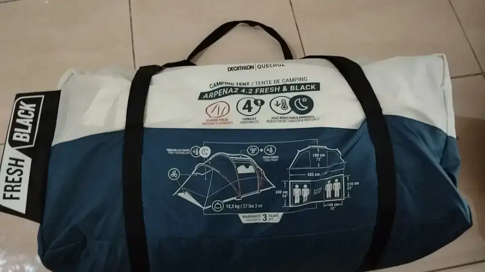 WTS CAMPING TENT ARPENAZ 4.2 FRESH & BLACK DECATHLON QUECHA