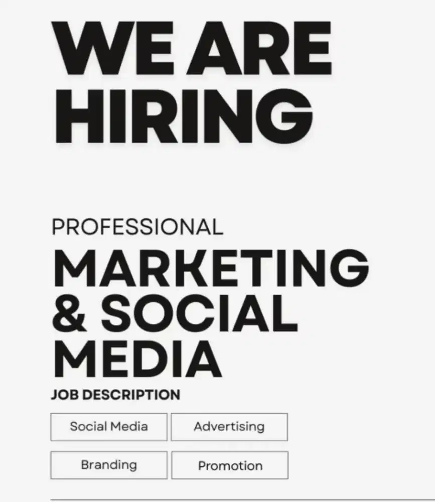 Lowongan Kerja Digital Marketing, Konten, Design Grafis, Video, Sosmed