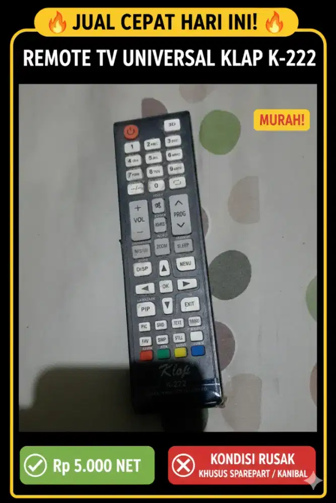 JUAL CPT! Remote TV Universal Klap K-222 (Kanibal/Sparepart)