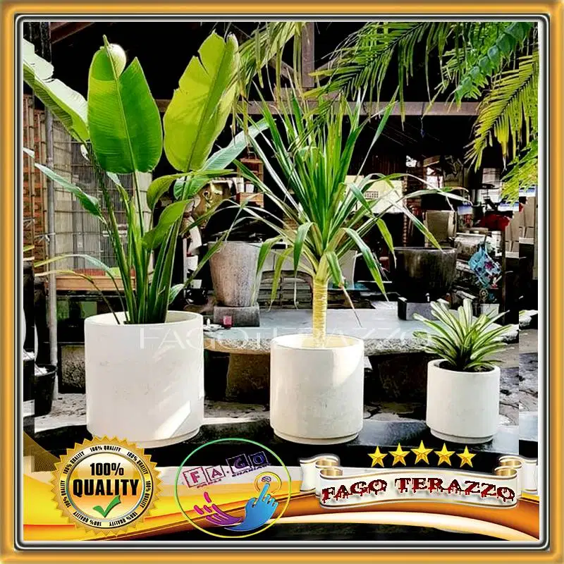 Pot Teraso Standing Tabung Silinder Handmade - 30x30