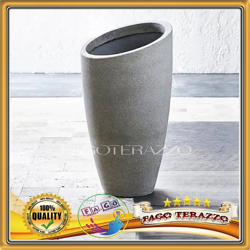 Pot terrazzo Tanaman Teraso Minimalis Pot Miring Terazzo