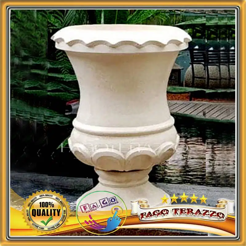 Pot Terazzo Klasik Motif Tinggi 70cm Diameter 55cm teraso new Tanaman