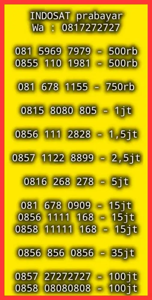 NOMOR CANTIK INDOSAT