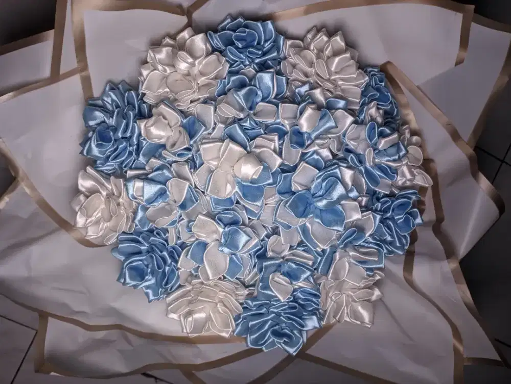 Buket Bunga Dahlia Pita Satin Handmade - HSC 2025