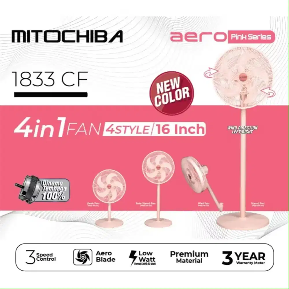 KIPAS ANGIN MITOCHIBA 1883CF (4IN 16'' PINK)