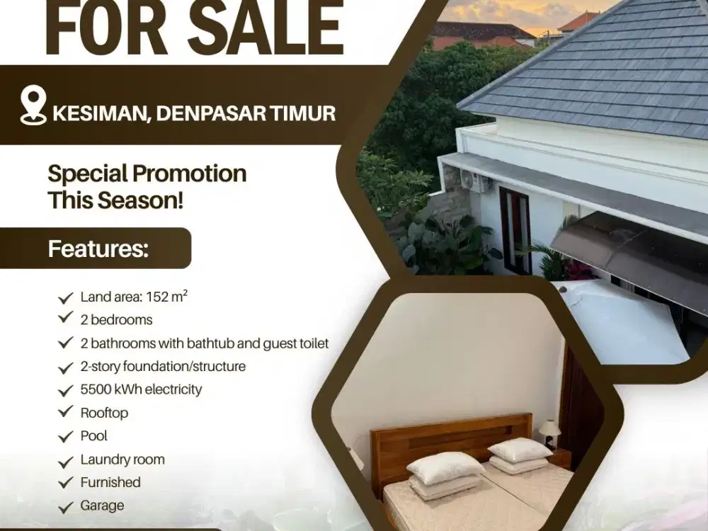 FOR SALE SEMI VILLA HOUSE WITH ROOFTOP AND BEAUTY SWIMMING POOL AT DENPASAR