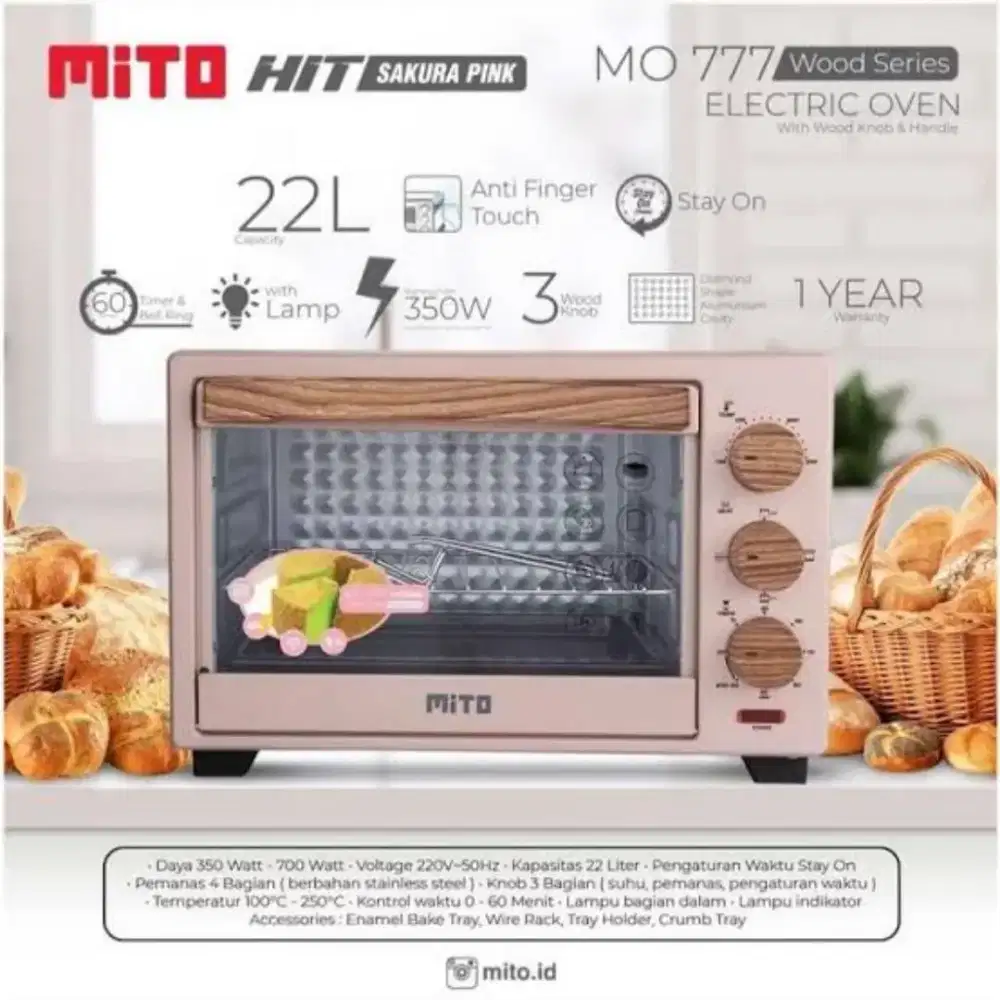 OVEN MITO MO777 PINK ( 22 LTR)