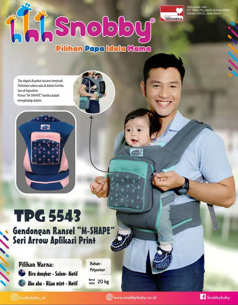 SNOBBY BABY TPG5543 GENDONGAN RANSEL M-SHAPE APLIKASI PRINT SERI ARROW