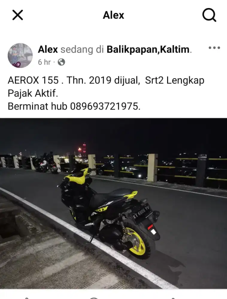 Di Jual Yamaha Aerox 155 tahun 2019.