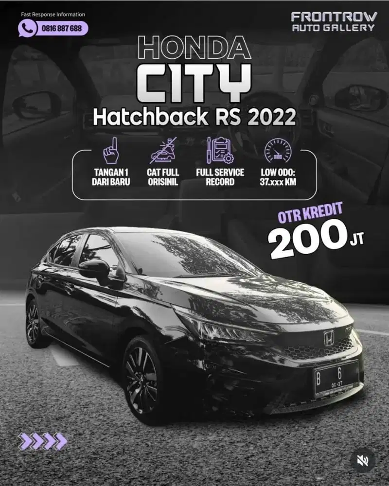 City RS 2022 HB tgn 1 Full Orisinil cat km 38rb Rec Honda pjk Juni 26