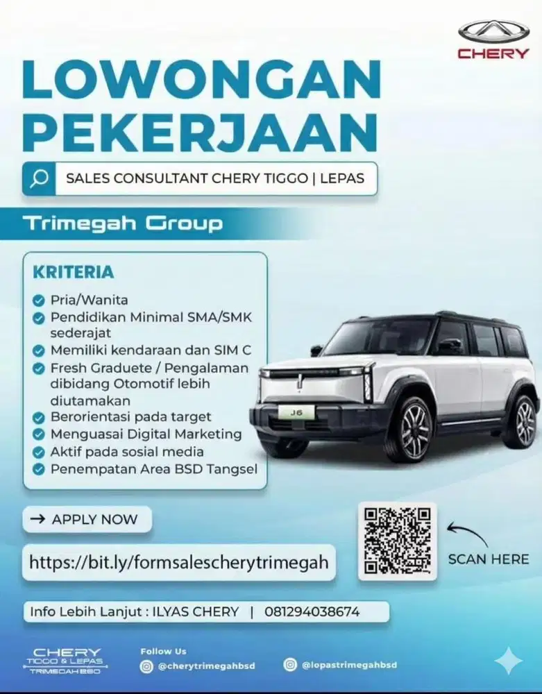 Lowongan Kerja Chery Teimegah Bsd