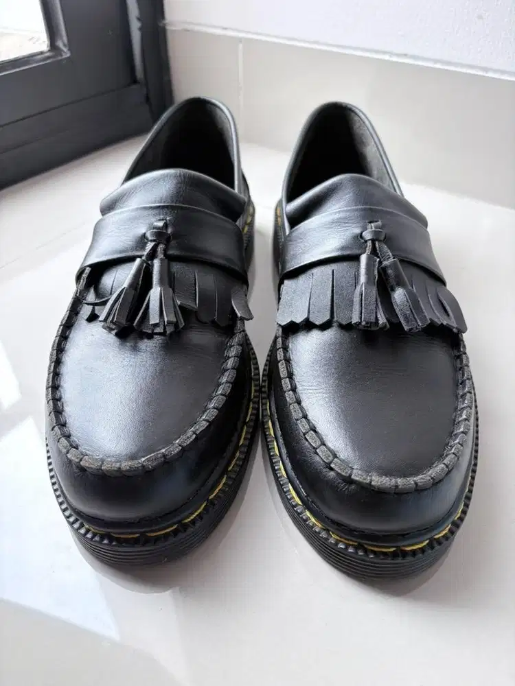 Sepatu formal casual kulit asli hitam doff, size 44, docmart, loafers