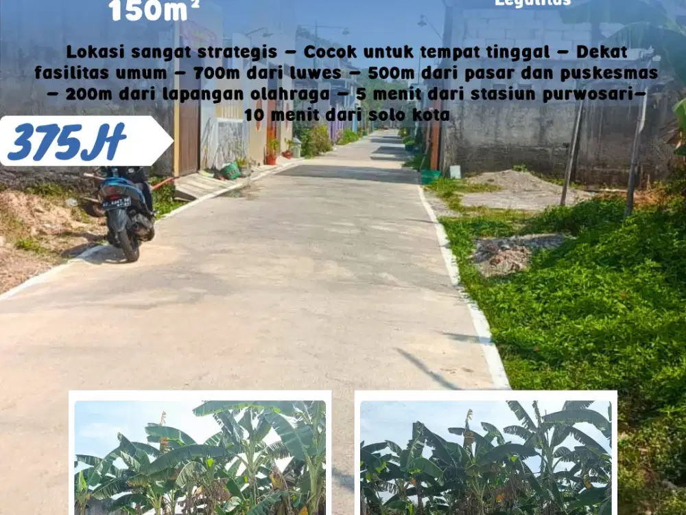 Dijual Tanah Lokasi Barat Perempatan Rcti Gentan Solo