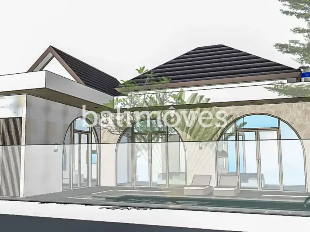 Villa Dua Kamar Tidur yang Belum Dibangun di Tepi Pantai Sanur