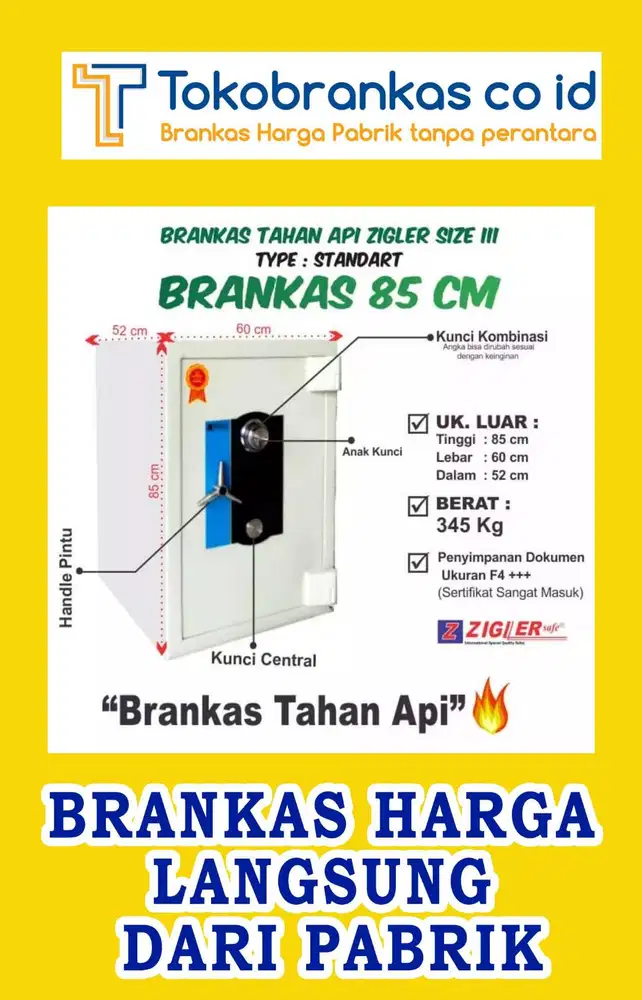 Brankas Zigler size 3 ber SNI 7Jtan Tahan Api bukan abal-abal