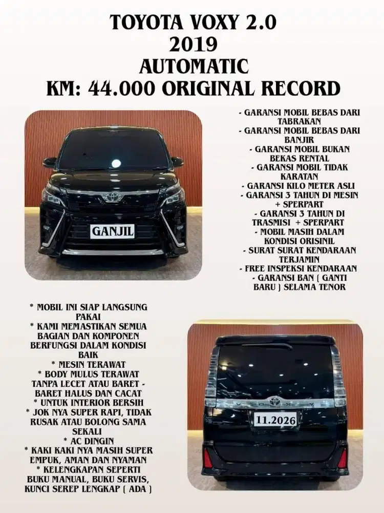 [ KM 44.000 ORIGINAL ] TOYOTA VOXY 2019 AT SIAP LANGSUNG PAKAI