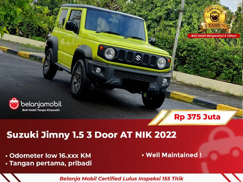 [ GARANSI 5TH ] Suzuki Jimny 1.5 3 Door AT Kinetic Yellow 2022/2023