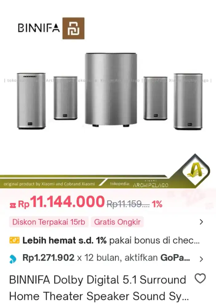 Speaker dolby audio binnifa 5.1