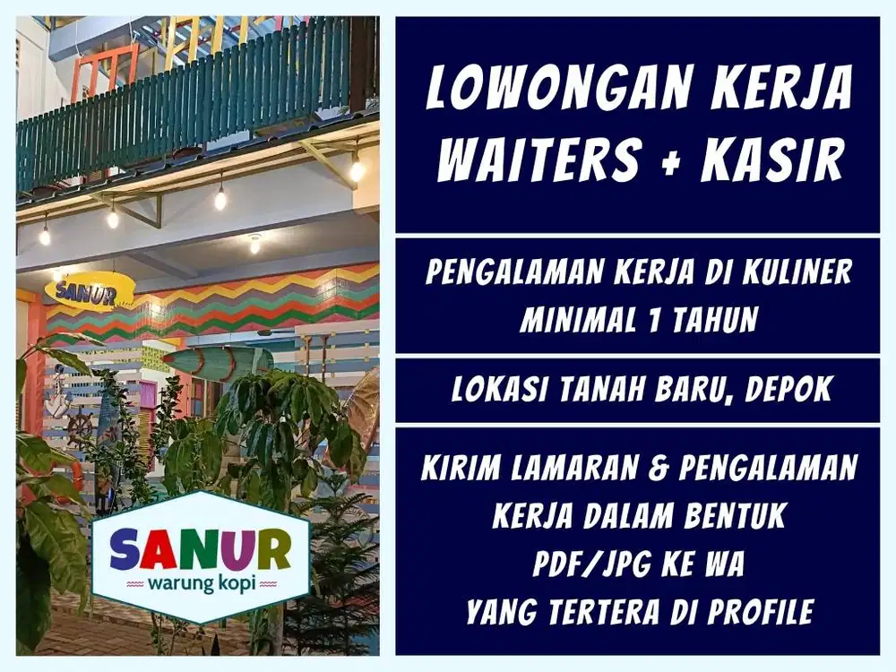 Warung Kopi Depok Membutuhkan Waiters & Kasir