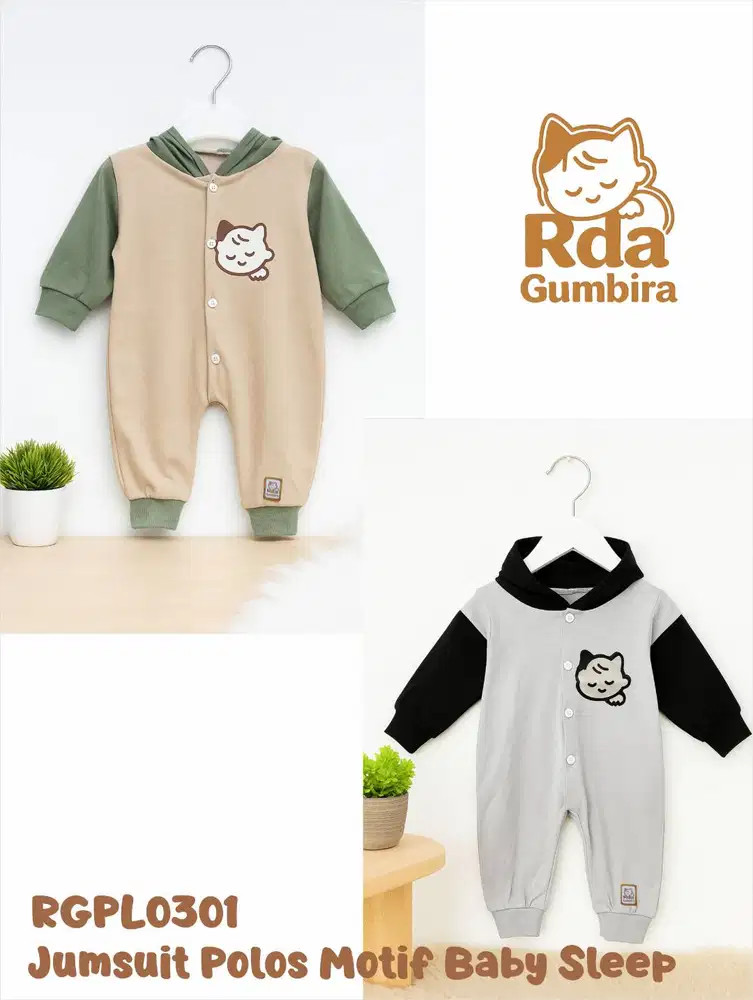 Jumpsuit Bayi Polos Motif Baby Sleep 0–12 Bulan