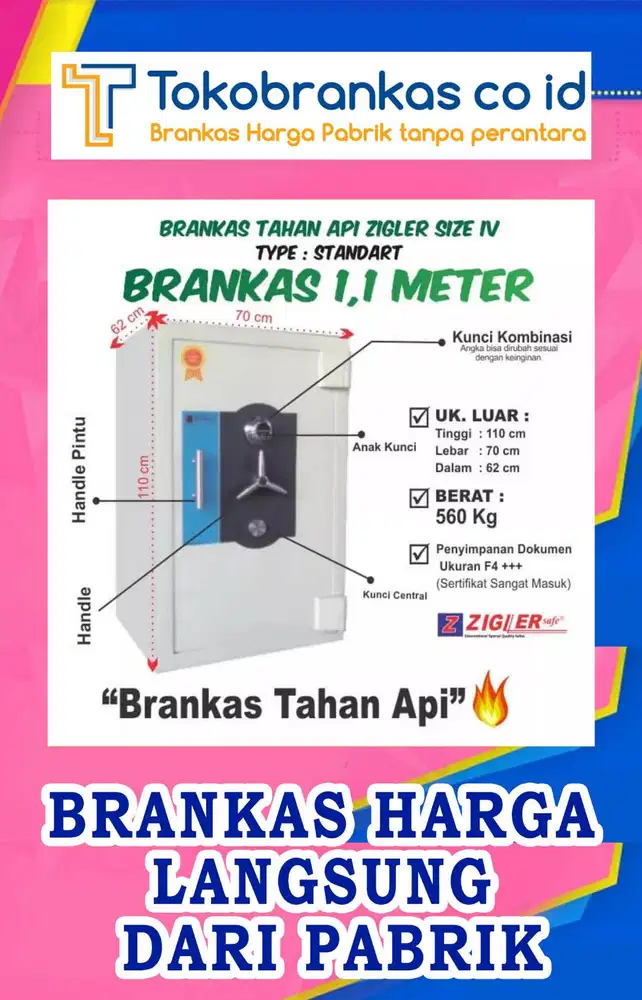 Brankas Zigler size 4 ber SNI 10Jtan Tahan Api GARANSI 5 Th 1 METER