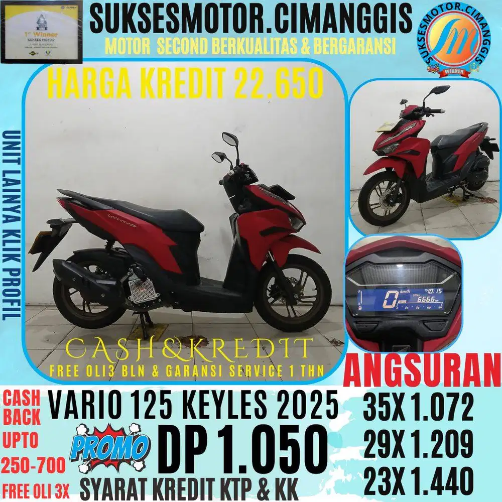 DP 1.050 VARIO 125 KEYLESS BERGARANSI, 1 THN SERVICE FREE OL 3 BLN