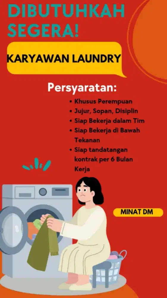 DIBUTUHKAN SEGERA KARYAWAN LAUNDRY