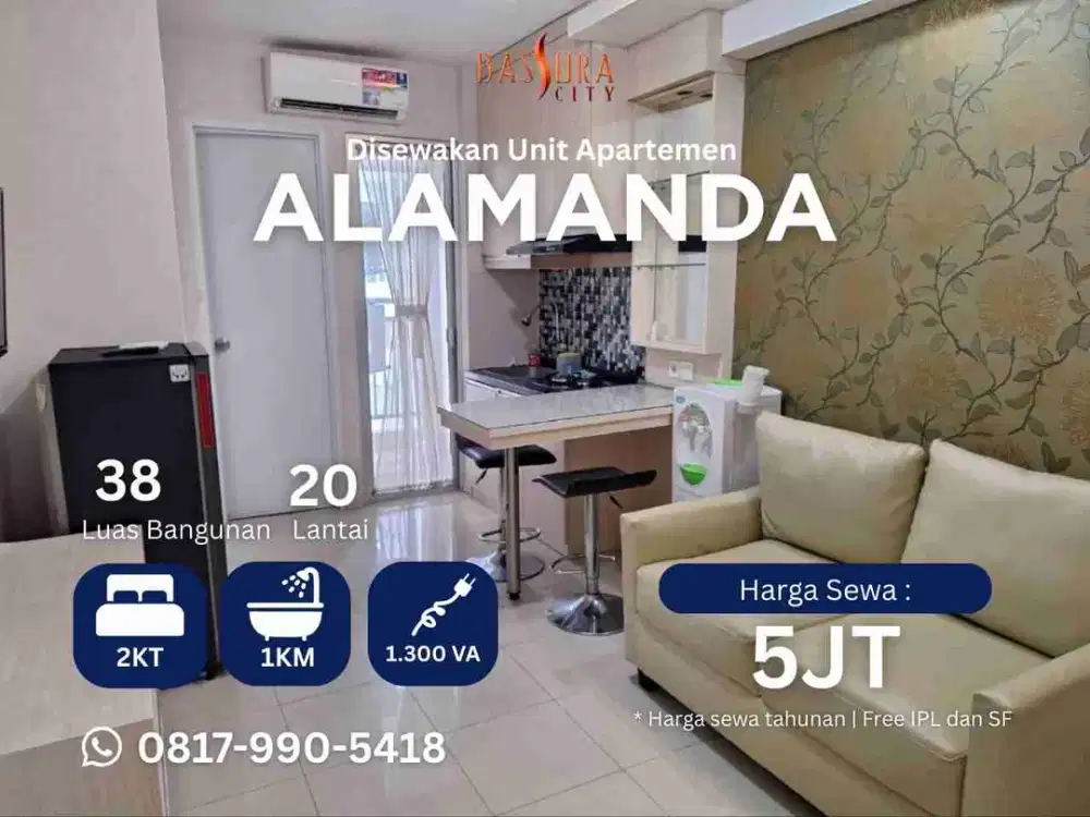 Sewa 2BR hook atas mall tower Alamanda furnished