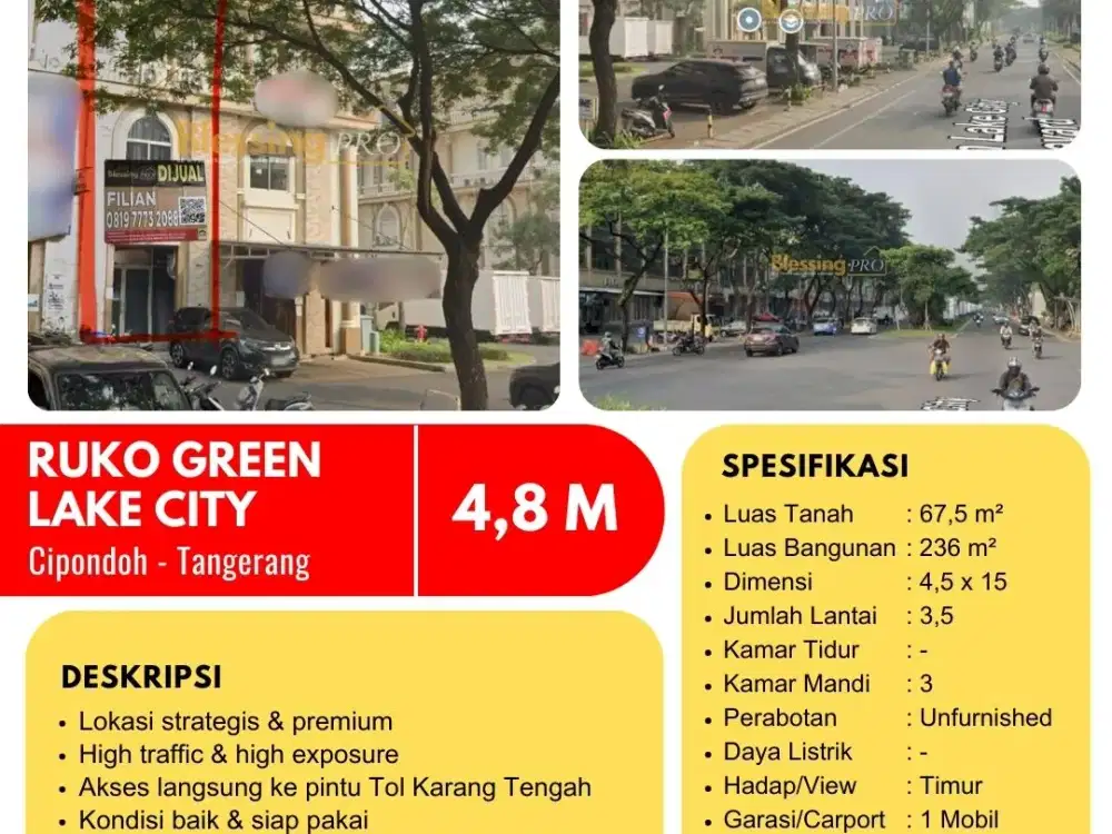 DIJUAL RUKO GREEN LAKE