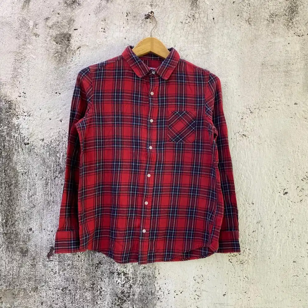Flanel Back Number - Size M - Baju Kemeja Flannel merah