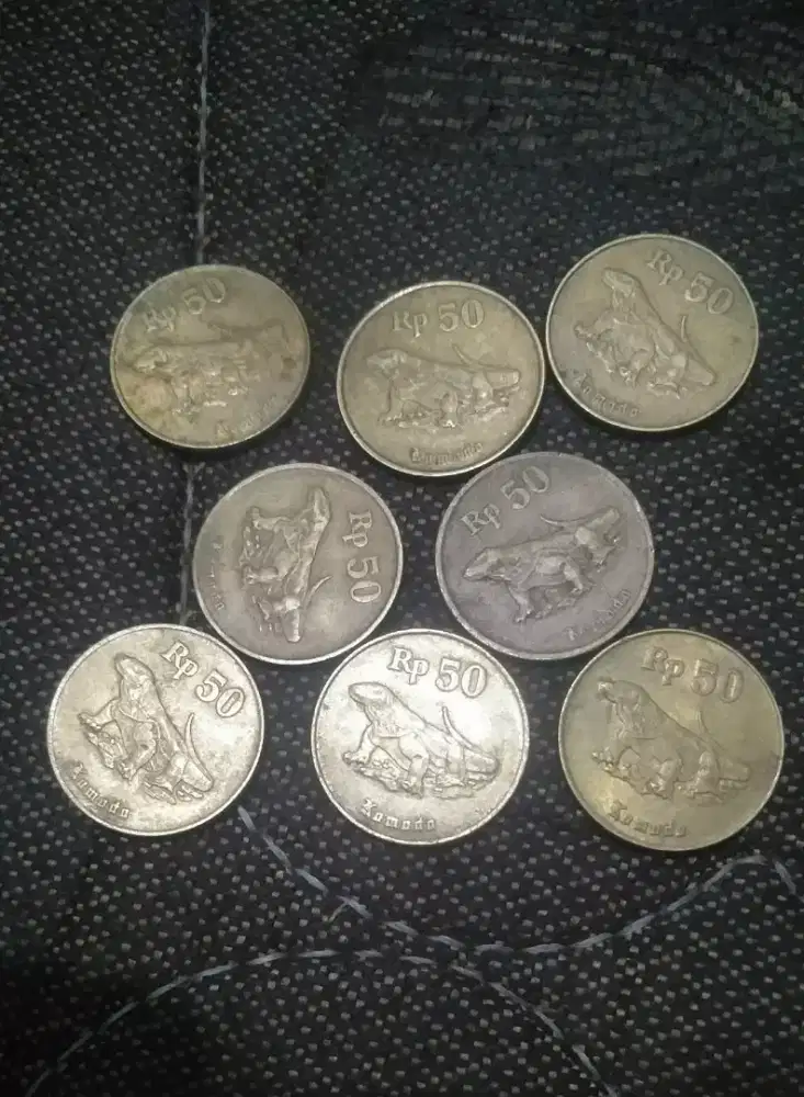 Uang koin 50rupiah komodo 8keping