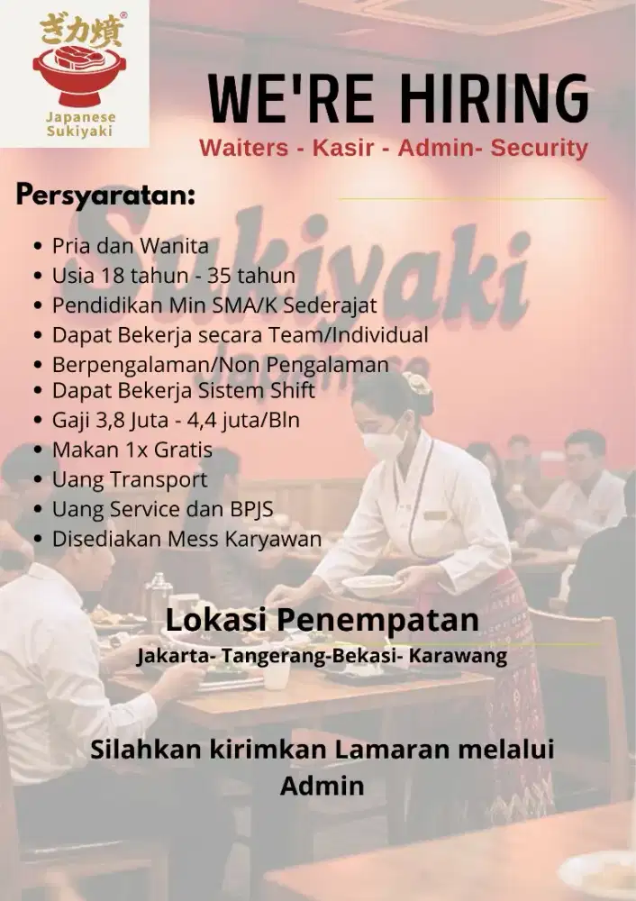 Butuh Segera Tenaga Kerja Bagian Resto